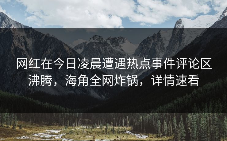 网红在今日凌晨遭遇热点事件评论区沸腾,海角全网炸锅,详情速看