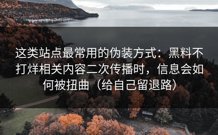这类站点最常用的伪装方式：黑料不打烊相关内容二次传播时，信息会如何被扭曲（给自己留退路）