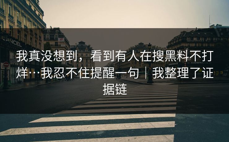 我真没想到，看到有人在搜黑料不打烊…我忍不住提醒一句｜我整理了证据链  第1张