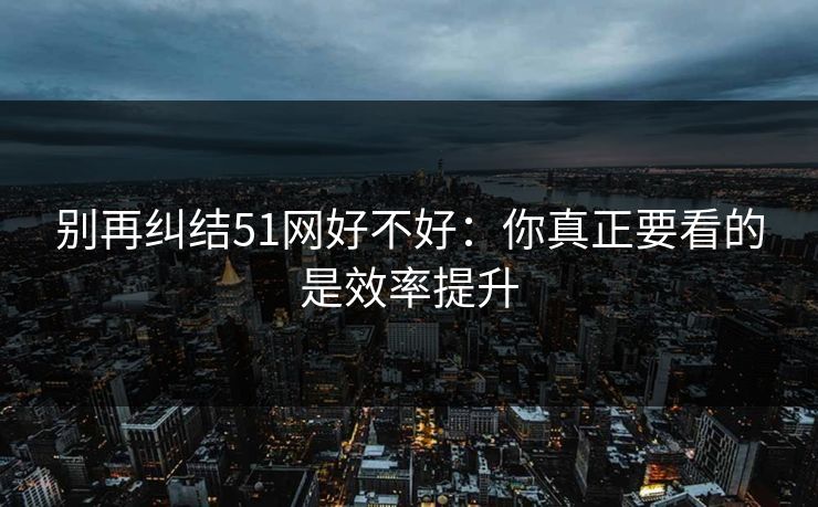 别再纠结51网好不好：你真正要看的是效率提升